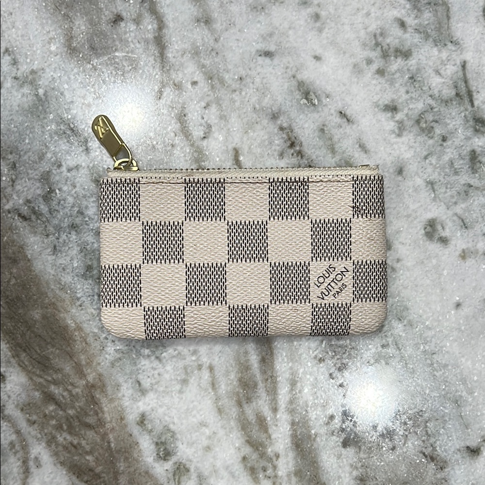 Louis Vuitton Checkered Cream and Gray  Key Pouch